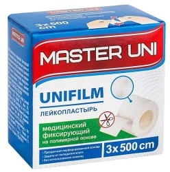 Лейкопластырь, Master Uni (Мастер Юни) р. 3смx500см №1 Юнифилм на полимерной основе