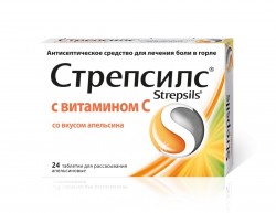 Стрепсилс с витамином С, табл. д/рассас. №24 апельсин